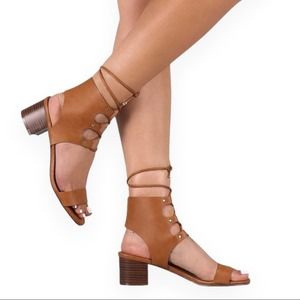 🌸 Breckelles | Women’s Heidi Leatherette Peep Toe Gilly Tie Low City Sandal